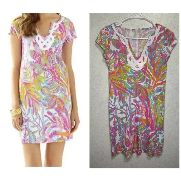LILLY PULITZER Brewster Pima Cotton Dress Scuba To Cuba XS Beachy Feminine Coast - Picture 1 of 8